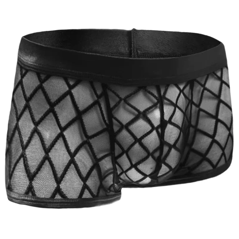 Sexy-Mens-Lace-Mesh-Transparency-Gridding-Low-rise-Boxers-Shorts-Briefs-Underwear