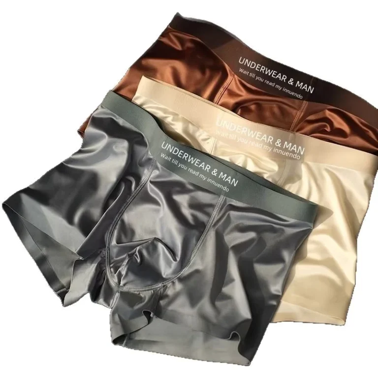 Silk-Faced-Mens-Ice-Silk-Boxer-Shorts-Silky-Cool-Simple-Solid-Color-Light-Luxury-Mid-Waist-Flat-Angle-Mens-Underwear