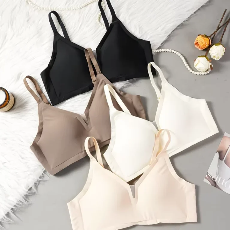Soft-Support-Seamless-Underwear-Womens-Thin-Deep-V-neck-Comfortable-Small-Breast-Push-up-and-Side-Breasts-No-Wire-Bra