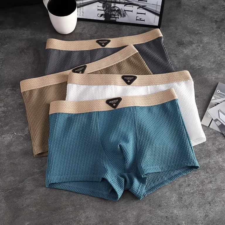 Solid-Color-Mid-Rise-Mens-Knitted-Nylon-Anti-Bacterial-Boxer-Briefs-Large-Sized-Four-Cornered-Breathable-High-Quality
