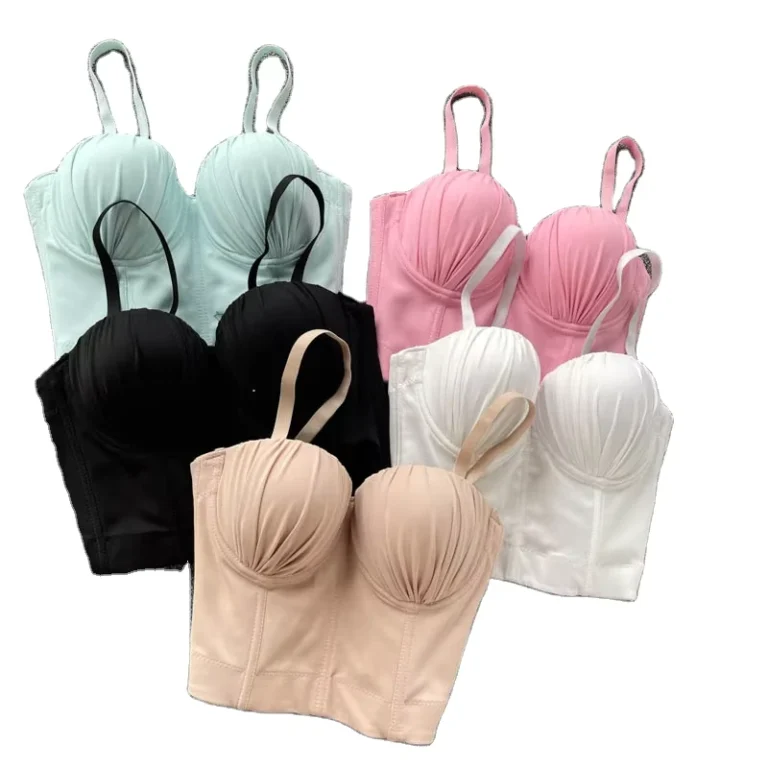 Summer-Female-Solid-Color-Knit-Pleated-Bras-Camisole-Girls-Elegance-Stretch-Cropped-Tank-Tops