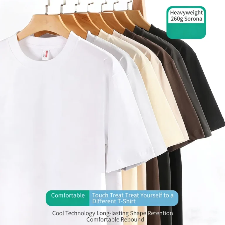 Summer-Is-Must-have-260g-Sorona-Short-sleeved-men-Is-Casual-Loose-and-Cool-T-shirt-Undershirt-with-Custom-Patternsds-and-logo