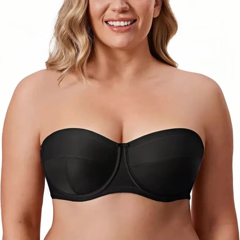 Thin-Breathable-Womens-Strapless-Bra-34B-46E-Wire-Free-Support-Non-Slip-Convertible-Unpadded-Full-Coverage-Bra