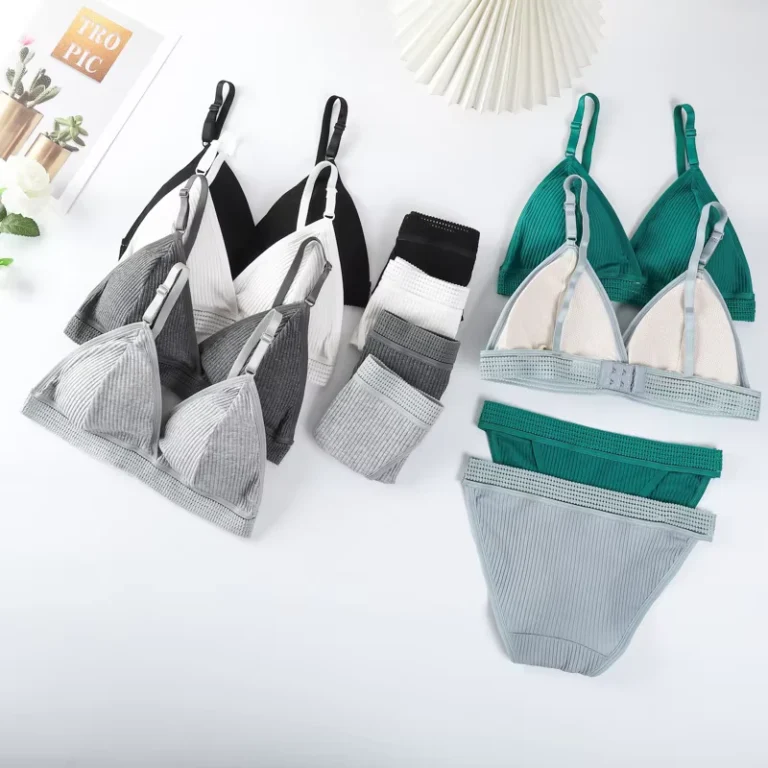 Threaded-Cotton-Girls-Underwear-Triangle-Cup-Wrap-Chest-Panties-Sports-Sling-Breast-Seamless-Tube-Top-Bra-Briefs-Suit