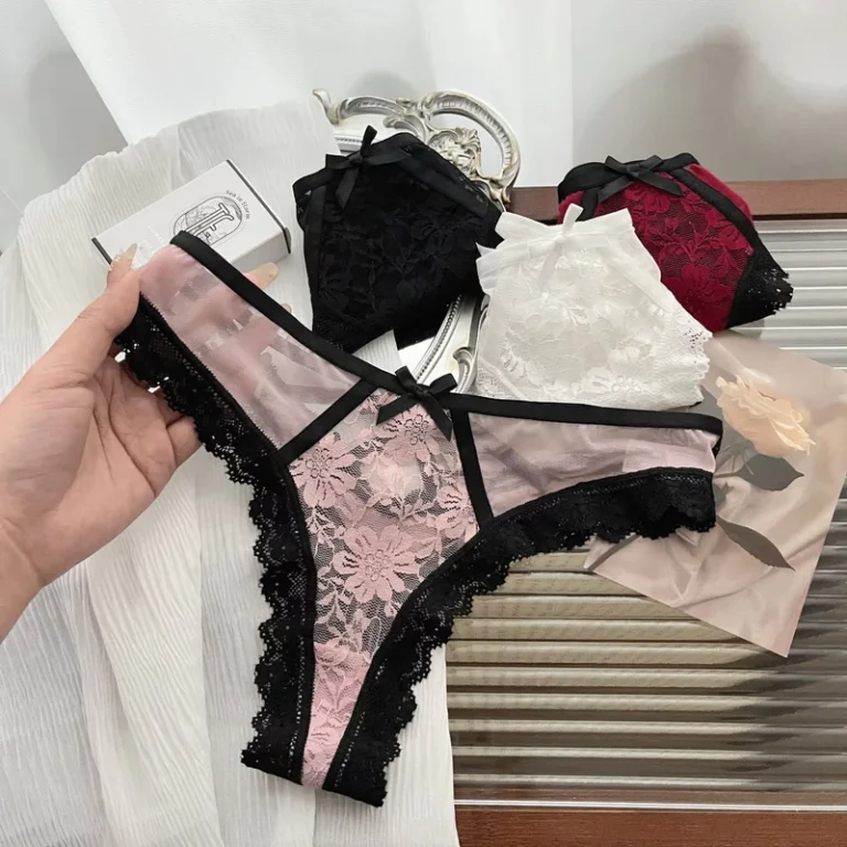 Tipsy-Peach-Lace-Thong-Low-Rise-Hollow-Out-Triangle-Panty-Hot-Girl-Style-Pure-Sexy-for-Women