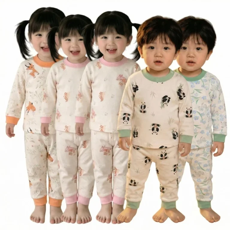 Toddler-Tops-Baby-Autumn-Winter-Cotton-Cartoon-Pattern-One-piece-Underwear-Set-for-Boys-Girls-Infants-Home-Wear-Pajamas