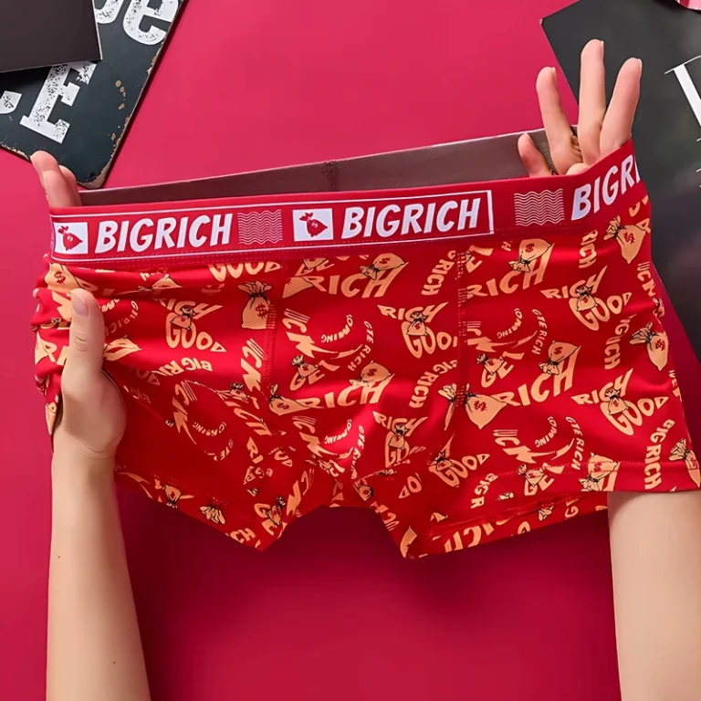 Trendyy-Mid-Rise-Mens-Red-Cotton-Knitted-Briefs-Boxers-Comfortable-Skin-Friendly-Underwear-with-Zodiac-Year-Print-for-New-Year