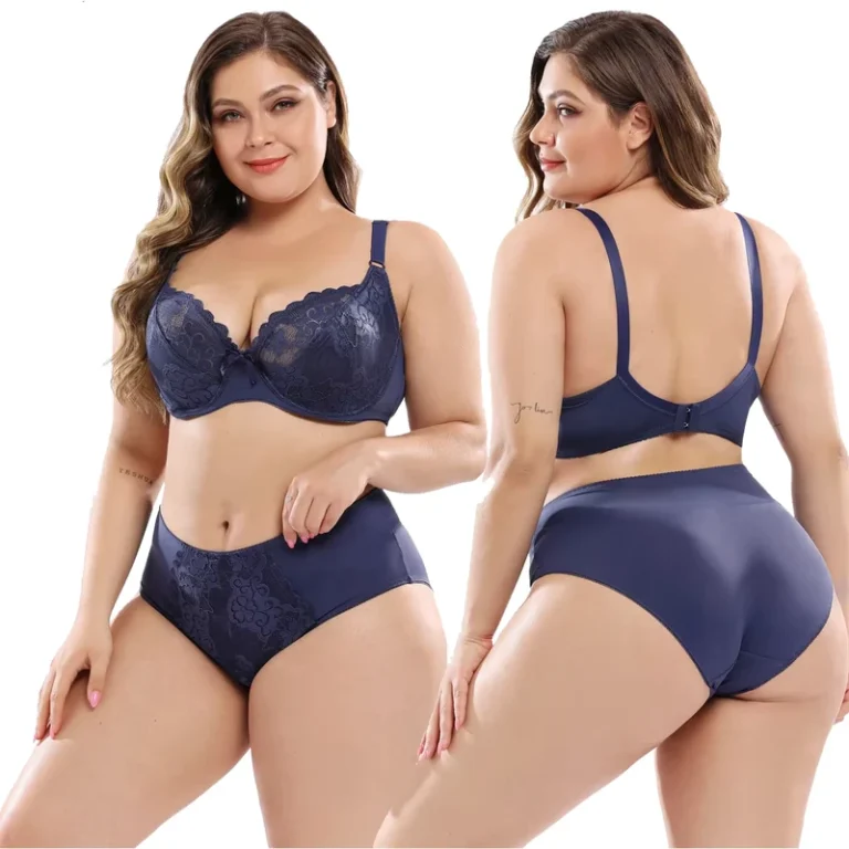 Ultra-Thin-Lace-Large-Plus-Size-Bra-Set-European-and-American-Sexy-Women-Lingerie-Panties-Set-E-Cup-Bra-and-Panties