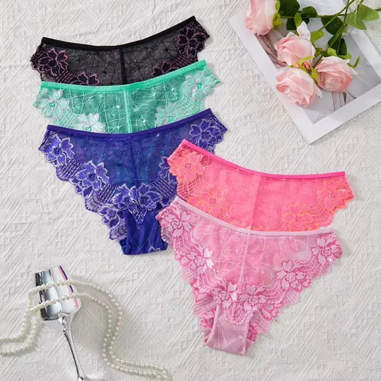 V0003-Factory-Sales-5-Pack-Multi-Color-Lace-Panties-Comfortable-and-Breathable-Mid-Waist-Sexy-Teen-Girl-Underwear