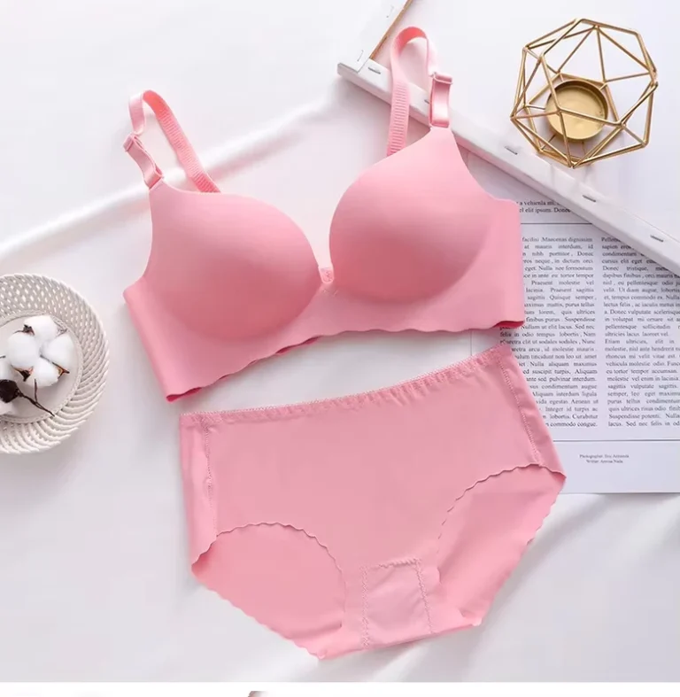 Wire-Free-Underwear-Set-Seamless-Bra-Set-Glossy-Rimless-Push-Up-Adjusting-Padded-Bras-Panties-for-Women