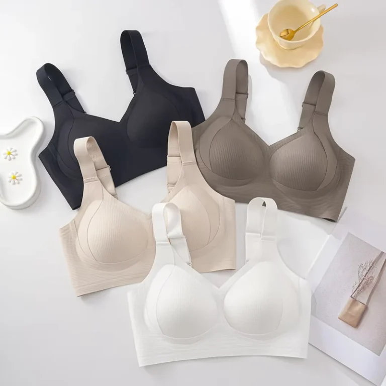 Wireless-Plus-Size-Women-Seamless-Sports-Bra-Comfortable-Gathered-Jelly-Gel-Strip-Minimizer-Bra