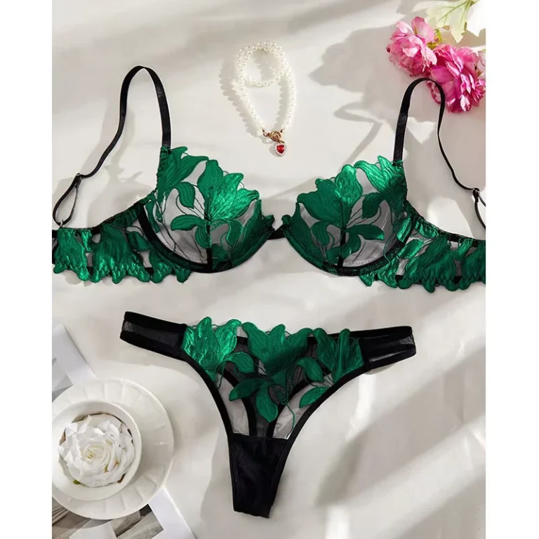 Women-Bra-Brief-Sets-Sexy-Lace-Body-Suit-Lingerie-Padded-Bra-Thongs-with-Adjustable-Straps-Embroidered-Print-Letter-Pattern