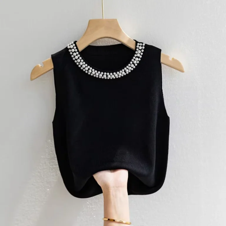 Women-Camisole-Tank-Top-White-Black-Sleeveless-Bottom-Shirt-Inner-Knit-Top