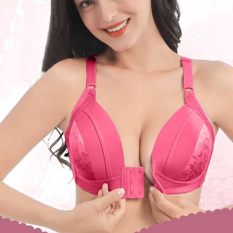Women-Front-Closure-Bra-Plus-Size-Thin-Comfortable-Underwear-Floral-Embroidery-Lady-Wire-Free-Push-up-Bras