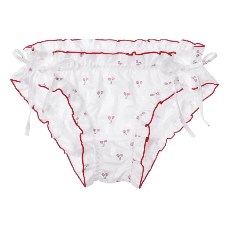 Women-Girls-Cotton-Panties-Cherry-Hearts-Print-Ruffle-Lace-Self-Tie-Side-Japanese-Style