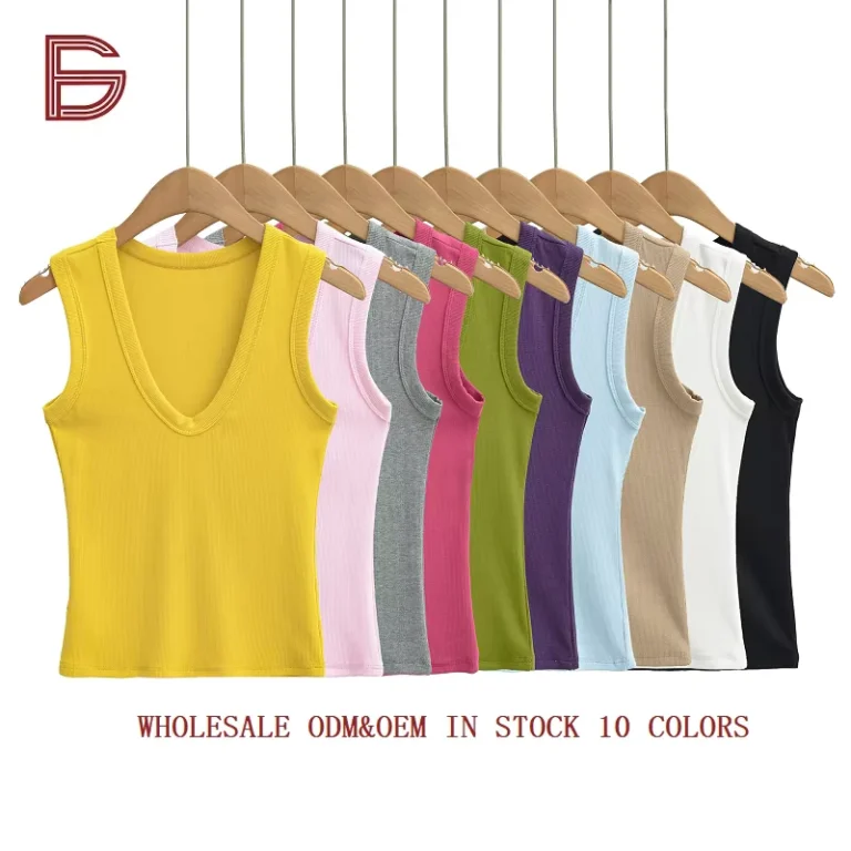Women-Ribbed-Deep-V-Neck-Knitted-Tank-Top-Y2K-Minimalist-Sexy-Sleeveless-Basic-Camisole-ODM-10-Colors-in-Stock