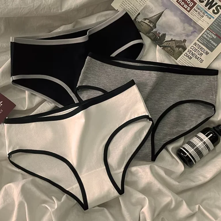 Womens-Beautiful-Sexy-Panties-for-Woman-Underwear-Mid-waist-Day-Black-and-White-Cotton-Womens-Triangle-Pants