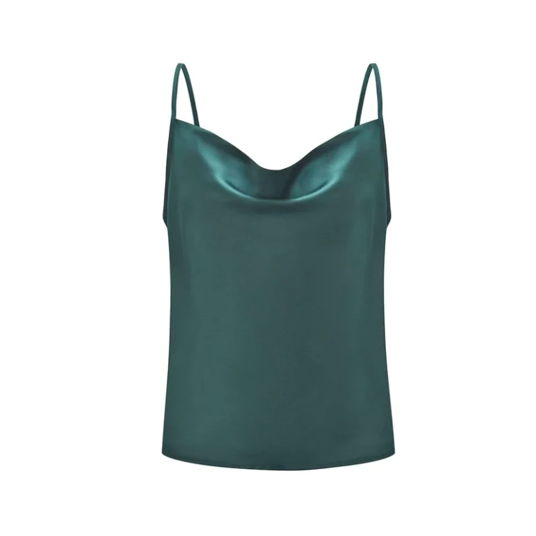 Womens-Casual-Asymmetrical-Satin-Camisole-Tops-Short-Length-Tank-Style-with-Front-Logo-Pure-Color-for-Daily-Use