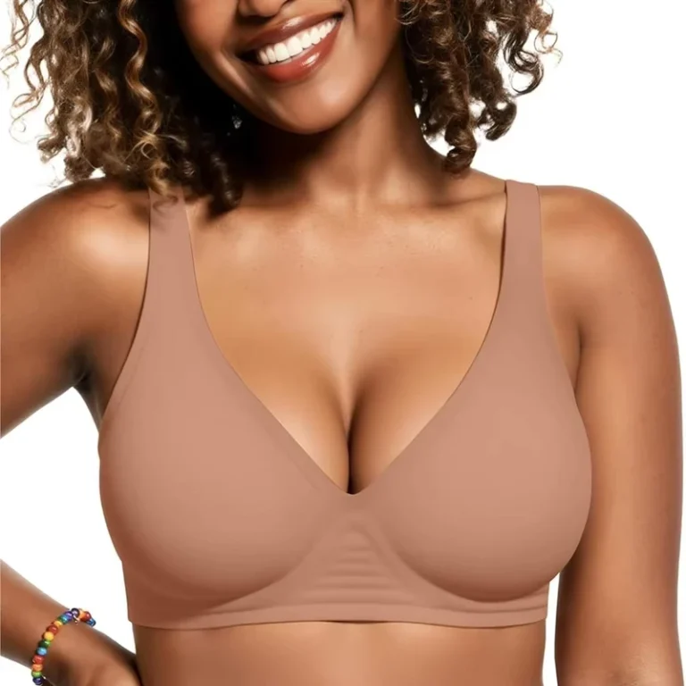 Womens-Deep-V-Bra-Wire-Free-Comfortable-Support-No-Show-Push-Up