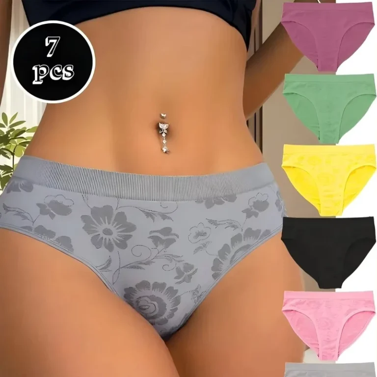 Womens-Girls-Low-Rise-Seamless-Floral-Printed-Nylon-Cotton-Breathable-Everyday-Underwear-Briefs-Multi-color