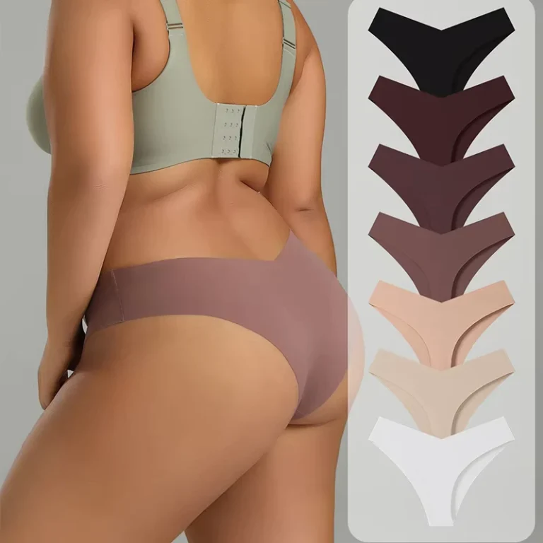 Womens-Plus-Size-High-Waist-Seamless-Underwear-Maillard-Color-V-Shaped-Briefs-Cross-Border-Hot-Sale