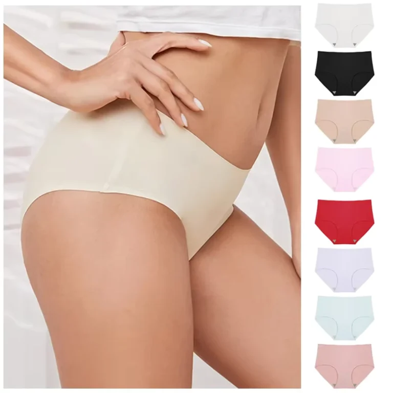 Womens-Plus-Size-Seamless-Underwear-Solid-Color-Everyday-Briefs-Ice-Silk-Knitted-Panties-in-4XL-3XL-2XL-Sizes