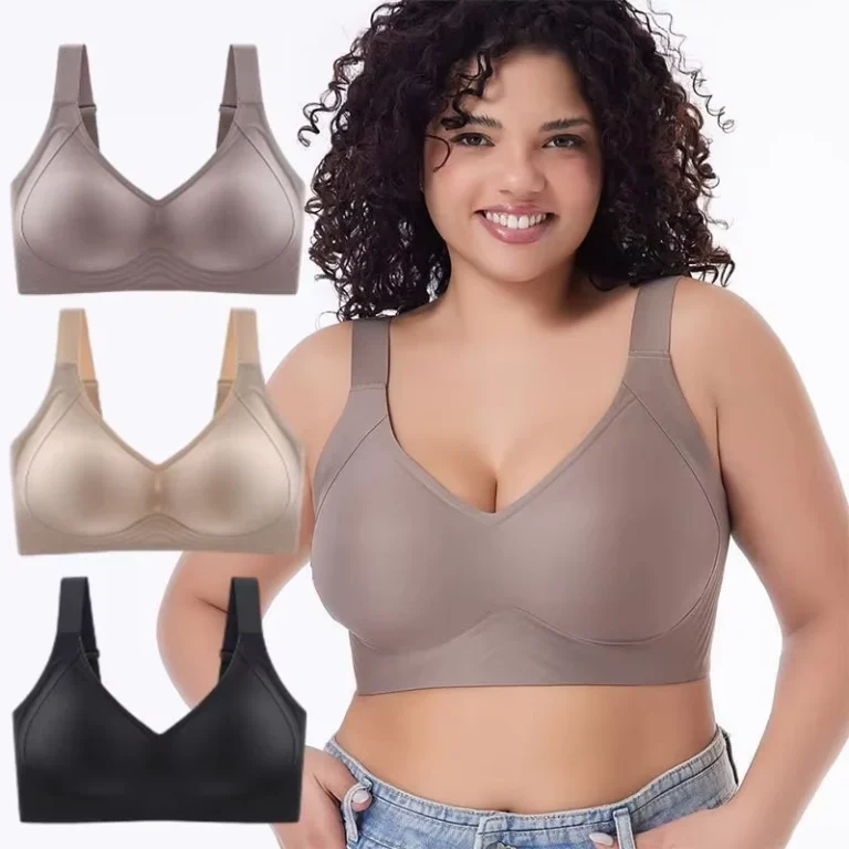 Womens-Plus-Size-Thin-Mesh-Seamless-Wireless-Bra-Full-Coverage-Comfortable-Supportive-Invisible-Cup-Black-Front-Closure