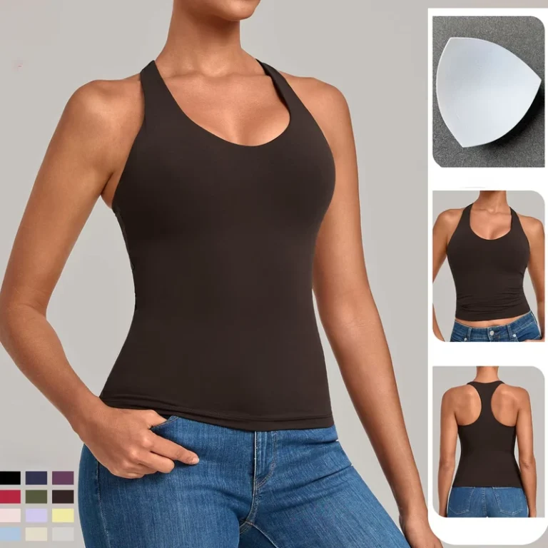 Womens-Racerback-Tank-Top-with-Built-in-Bra-Longline-Workout-Camisole-with-Removable-Pads