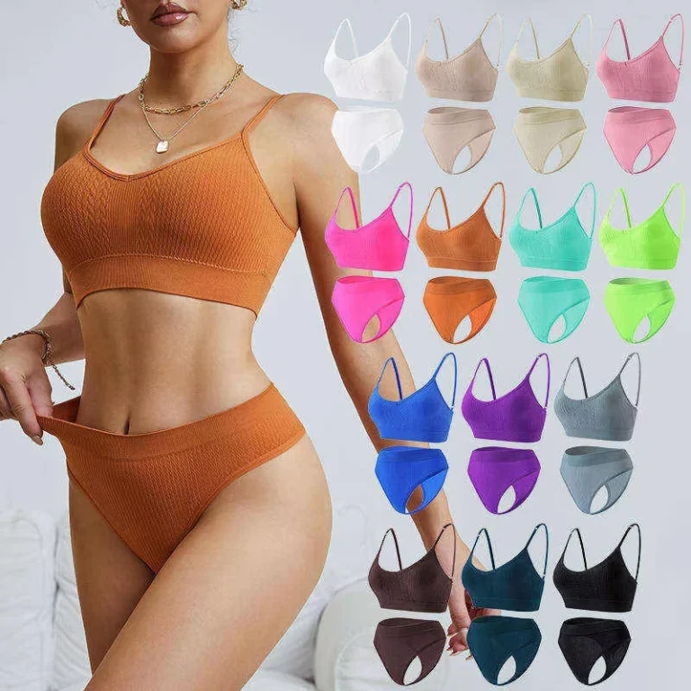Womens-Seamless-Adjustable-Strap-Wireless-Push-up-Bra-and-Brief-Set-Plus-Size-Ribbed-Knit-Thin-Breathable-Lingerie-for-Fitness