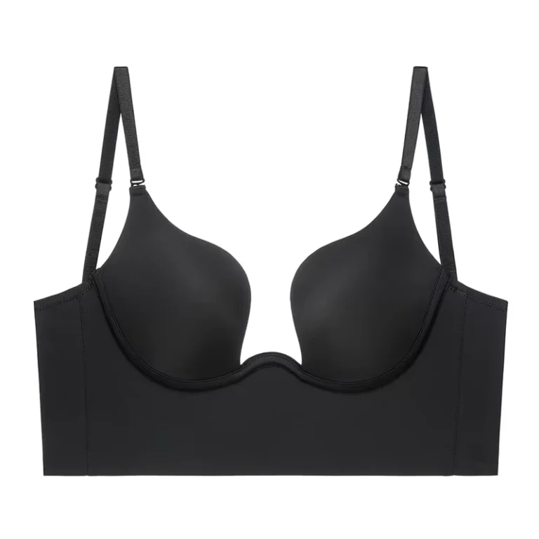Womens-Seamless-Low-Back-Bra-Wire-Lifting-Deep-U-Shaped-Plunge-Backless-Bra-With-Convertible-Clear-Straps