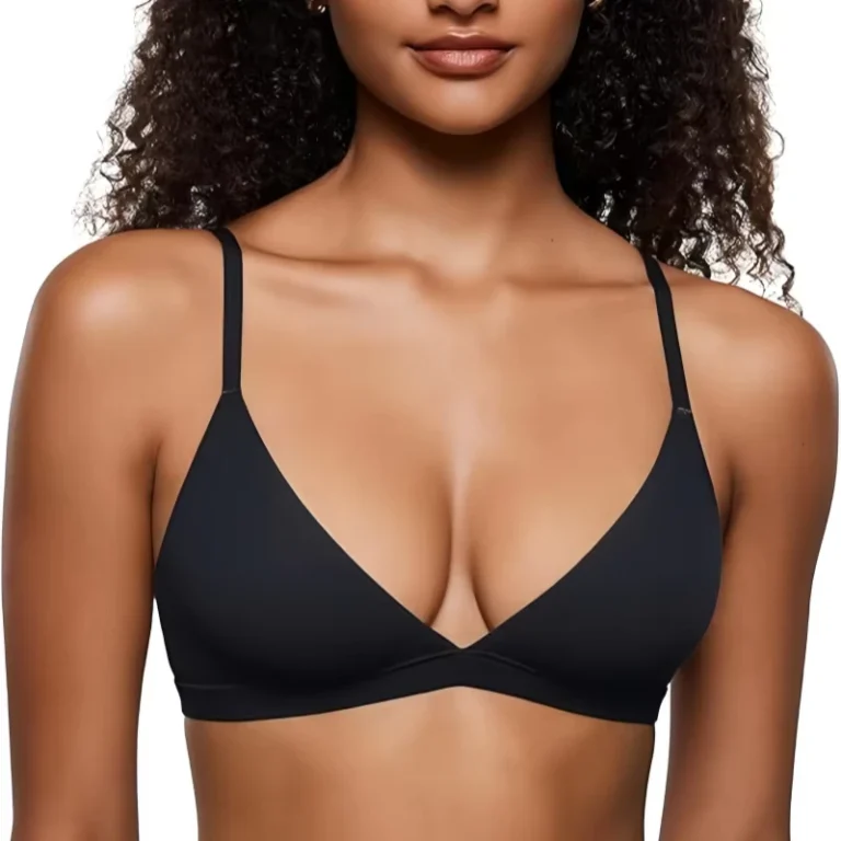 Womens-Solid-color-Triangle-Bras-Deep-V-Style-Unlined-Seamless-Breathable-Knitted-Wire-free-Thin-3-4-Cup-Adjustable