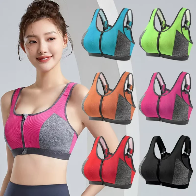 Womens-Sports-Bra-High-Intensity-Running-Shock-Absorbing-Front-Zip-Yoga-Tank-Top-Wire-Free-Pushing-Up-Sports-Bra