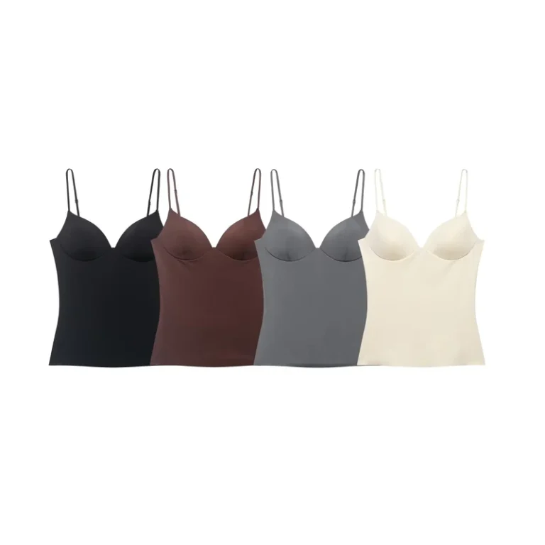 Womens-Spring-New-Slim-Fit-V-Neck-Versatile-Figure-Flattering-Waist-Slimming-Short-Camisole-Top