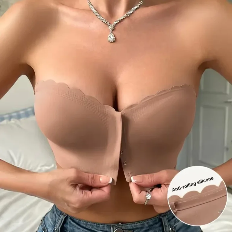Womens-Strapless-Bra-Front-Buckle-Tube-Top-Jelly-Anti-slip-Seamless-Bra