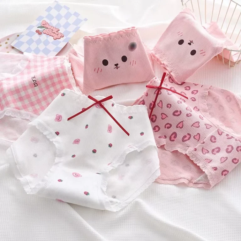 Womens-Underwear-Cute-Bear-Girl-Student-Pink-Plus-Size-Double-Layer-Breathable-Crotch