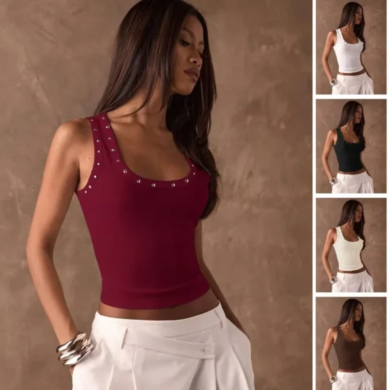 Y2K-Rib-Tank-Tops-Antique-Silver-Studs-Slim-Fit-Sleeveless-Top-Camisole-Vest-for-Women-Elasticity-T-Shirts