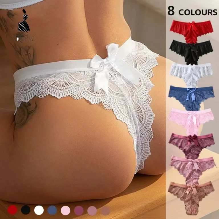 YZ-Culottes-En-Dentelle-Pour-Femmes-Mid-Waist-Bow-Design-Thong-Womens-Panties-Lace-Seamless-Plus-Size-Underwear
